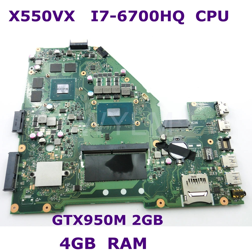 

X550VX i7-6700HQ CPU GTX950M 2GB N16P-GT-A2 Mainboard REV 2.0 For ASUS X550VX X550V W50VX K550VX laptop motherboard 100% Tested