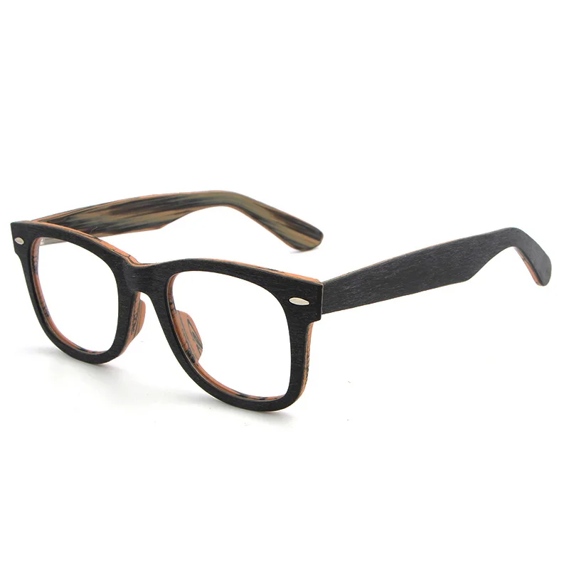 HDCRAFTER, брендовые квадратные оправы для очков, прозрачные линзы, оптическая оправа, деревянные оправы для очков по рецепту, очки для очков - Цвет оправы: BlackBrownC806