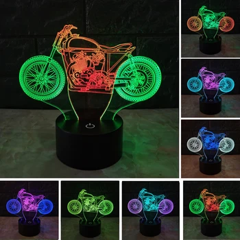 

Amroe 3D Luminaria Motorcycle Mixed Color Led Night Light Touch RGB 7 Color Dimming illusion Gradient Bedroom Lamp Toys Gifts