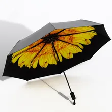 Новые Горячие 3D Цветы зонтик с рисунком 8 спиц 3 раза женщины Защита от солнца УФ Зонты и для дождя Прямая 27 стилей