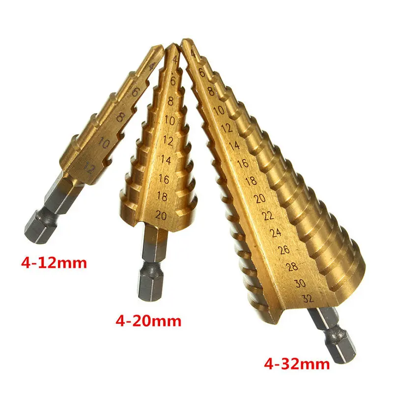 1pc-HSS-Step-Cone-Drill-Bit-Set-Titanium-Coated-Woodworking-Hole-Milling-Cutter-4-12-4