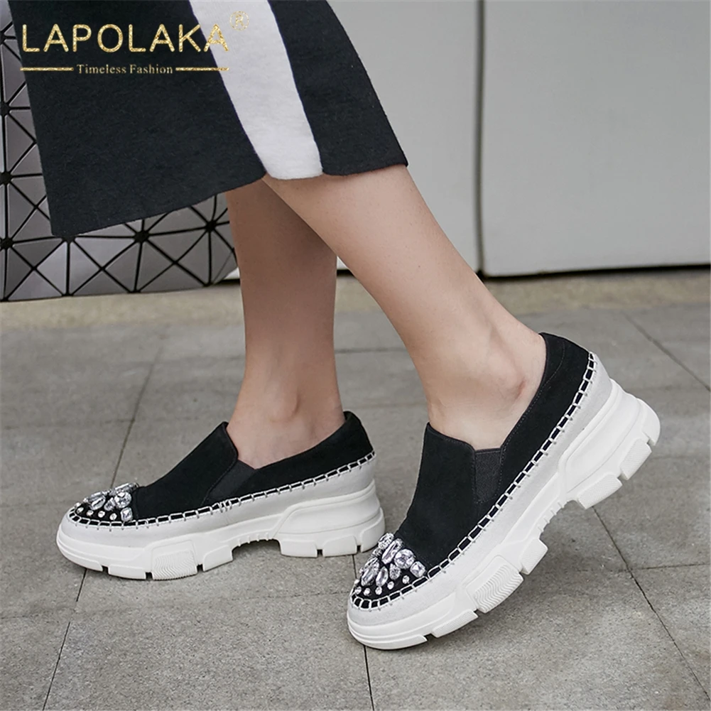 

brand fashion top quality kid suede leather women spring flats woman shoes casual comfortable crystal shoes woman flats