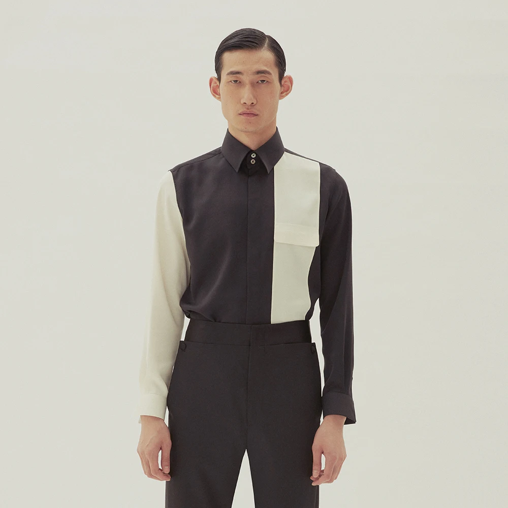 

2019 New women Men's clothing Hair Stylist original fashion Black stitched white casual shirt plus size costumes S-6XL