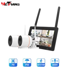 Охранных Беспроводной Камера Системы 1080P открытый IP CCTV Kit 7 дюймов Сенсорный экран Wifi PoE NVR 4CH аудио Камеры скрытого Видеонаблюдения Набор