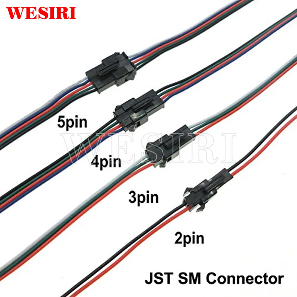 5-100 пар 2pin 3pin 4pin 5 pin JST SM мужской/женский разъем с 15 см провод для светодиодных лент светильник