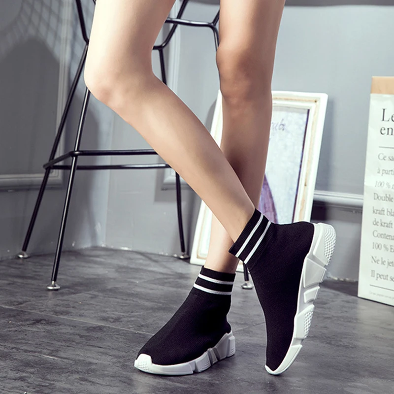 

Dropshipping Fashion Sneakers Woman Platform 2019 Woman Casual Shoes High Top Knitted Leisure Ankle Sock Fabric Mesh Shoes XYZ67