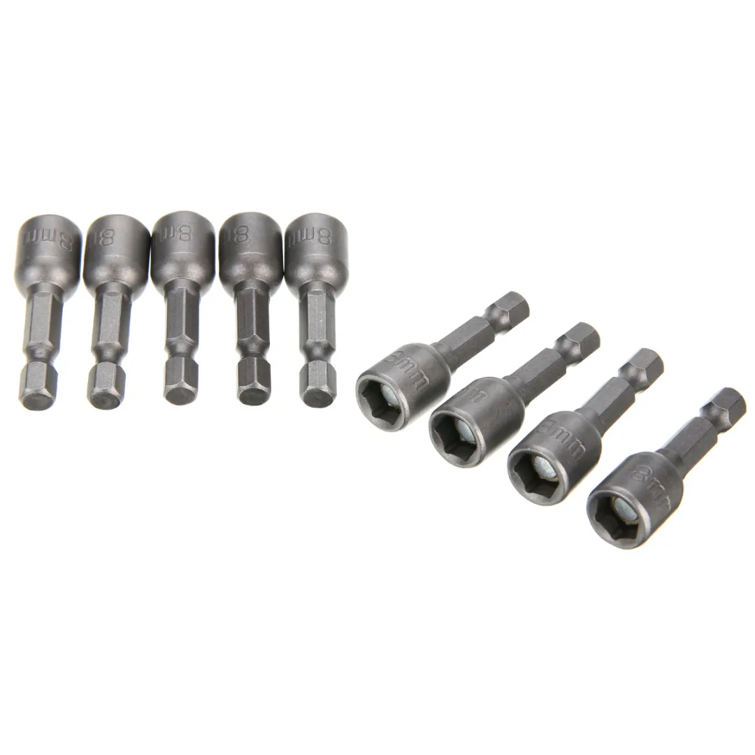9 Pcs 1/4" Hex Shank 5/16" Socket Set Nut Driver Set Hex Drill