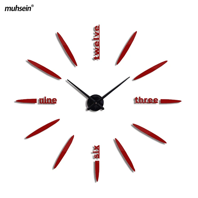 Новые настенные часы модные часы для гостиной акриловые зеркальные стикер настенные часы кварцевые современные украшения дома - Цвет: red