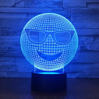

Smiling Face Model Acylic LED 3D Night Light 7-Color Change Touch Switch RGB 3D Table Lamp Xmas Gift
