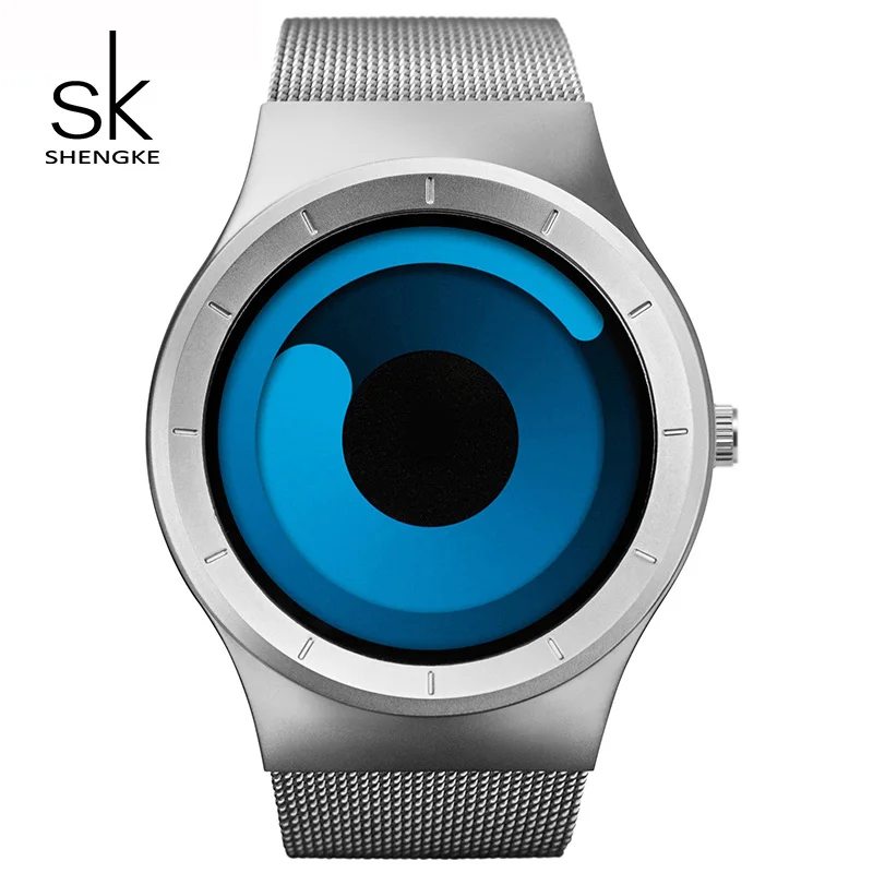 Shengke креативные женские часы роскошные женские кварцевые часы из нержавеющей стали Reloj Mujer SK женские наручные часы Montre Femme - Цвет: Blue silver curve