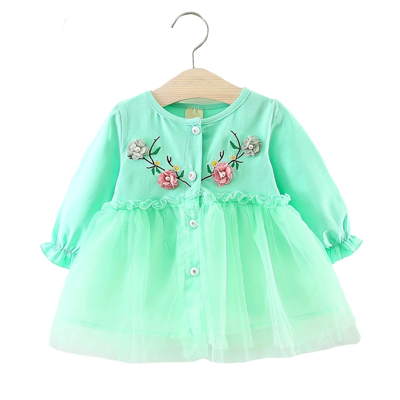 

Baby Girl Clothing long-sleeved Dress Fashion flower Mesh Princess Dress Festive Party Dress Toddler Baby Dress girl Clothes