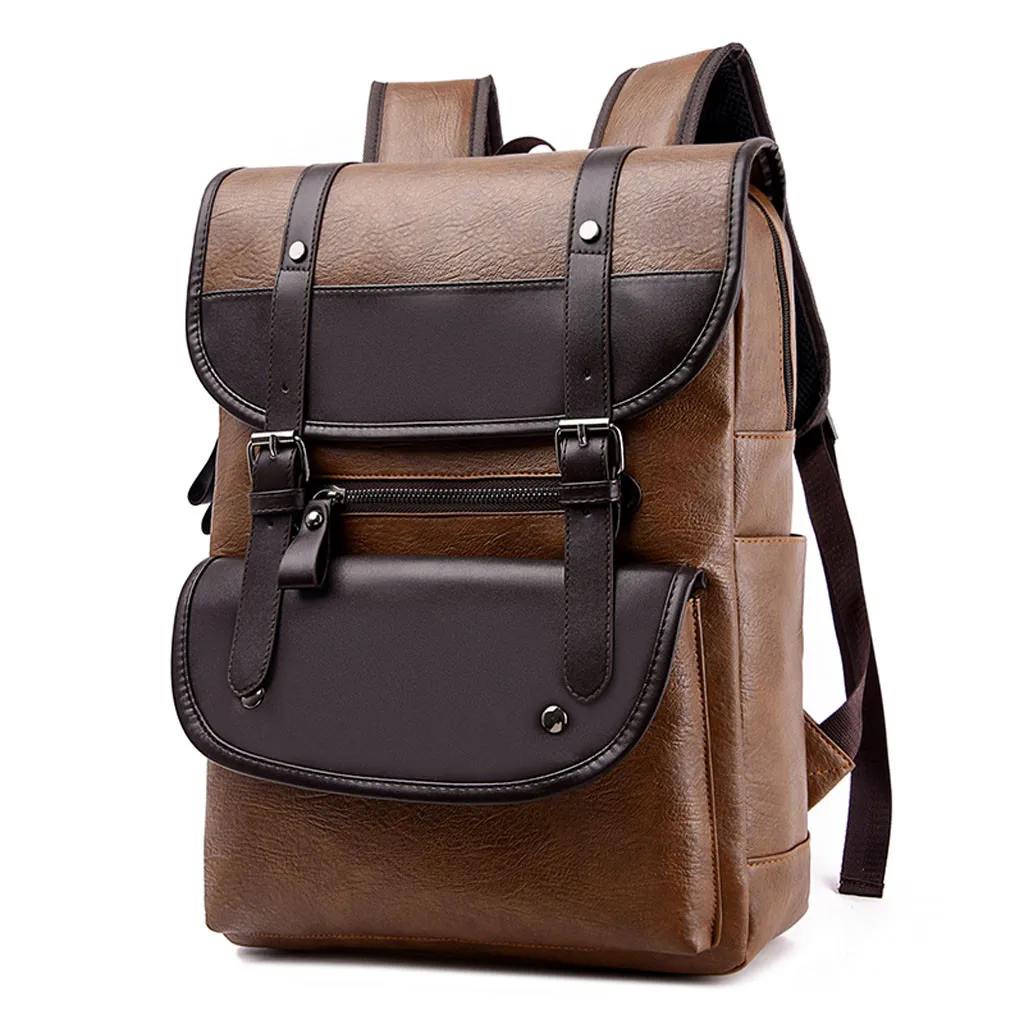 Aelicy, Мужская школьная сумка из искусственной кожи в стиле пэчворк, дизайнерский высококачественный рюкзак для путешествий, вместительные многофункциональные сумки Rugzak - Цвет: Khaki