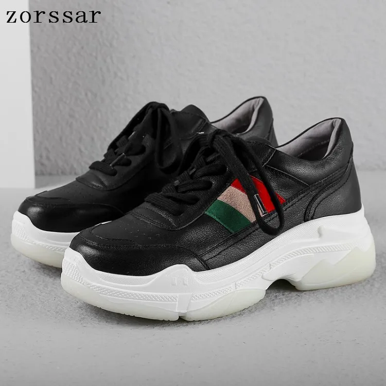 

Women Sneakers 2019 Fashion Casual Shoes Woman Comfortable Breathable Genuine Leather Flats Female white Platform Sneakers