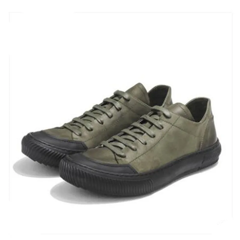 Скейт дизайнерская обувь для мужчин Высокое качество резиновая Роскошная зеленая подиумная Повседневная брендовая натуральная кожа черные кроссовки на шнуровке
