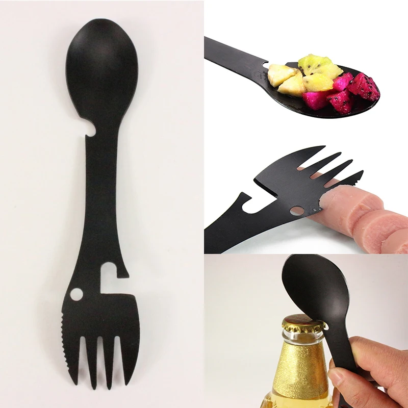 

Multi-function Stainless Steel Fork Spoon Can Bottle Opener Tool