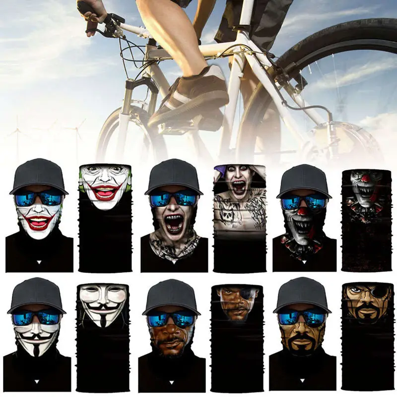3D велосипедная повязка для езды Джокер череп бесшовная Бандана Шарфы Мотоцикл Туризм Охота клоун на открытом воздухе маска для катания на лыжах Балаклава