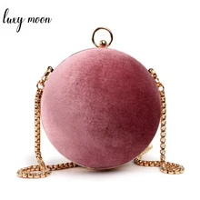 Вечерние клатчи круглой формы для женщин, клатчи из искусственной замши, свадебная сумочка на цепочке, сумка на плечо, элегантная дамская сумочка ZD1114
