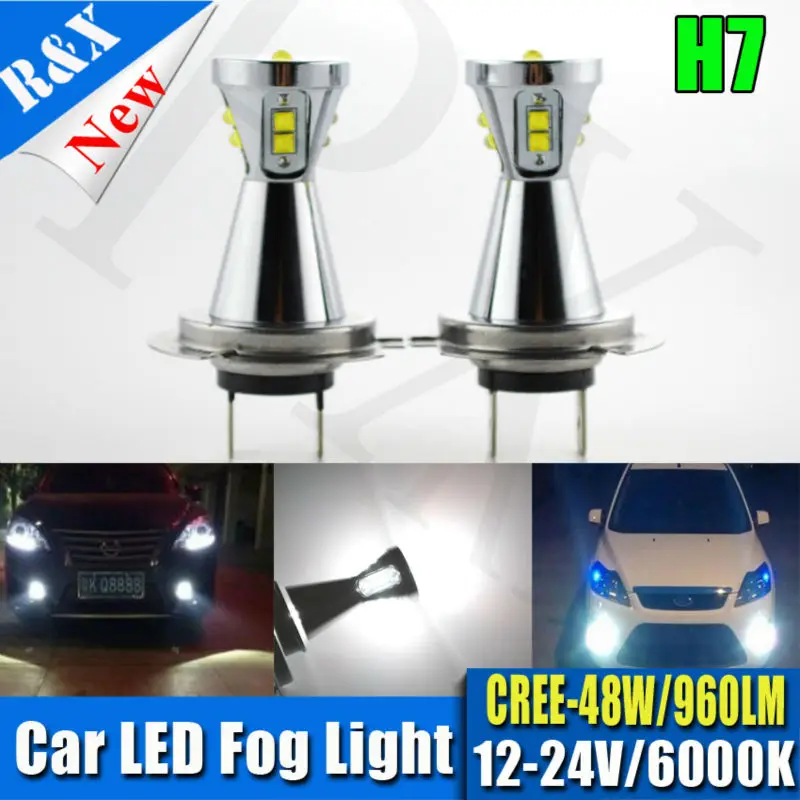 

Ruixin Latest 2pcs Canbus H7 LED Super Bright 48W White Fog Tail Driving Head Car Light Lamp Bulb 12v 24v
