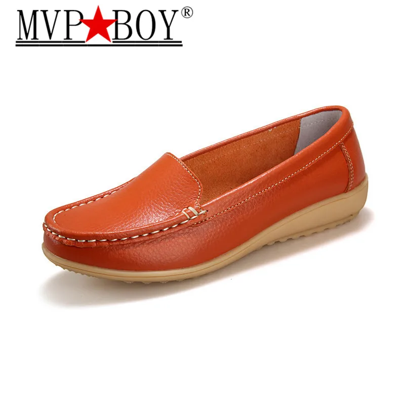 

MVP BOY Women's Genuine Leather shoes Lady flat Leather Slip on Casual Loafers shoes Red White Black size 35-41 Hot sale shoes