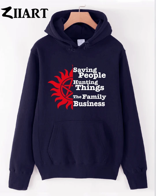 

Winchester supernatural saving people hunting things the family business boys man male autumn winter fleece hoodies