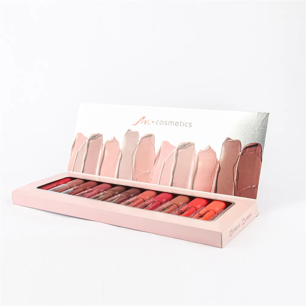 MK 12PCS/SET Lip Gloss Lasting Non-marking Matte Non-stick Cup Lipgloss Makeup