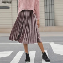 BIUBIU женские плиссированные юбки вельветовые однотонные осенние юбки с высокой талией для вечеринок Женские Элегантные повседневные весенние юбки принцессы для девушек