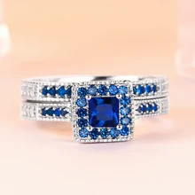 TONGLiN Мои заказы в AliExpress Мои Заказы синие женские кольца ювелирные изделия женские свадебные изысканное кольцо наборы все размеры