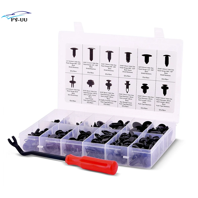 

240 PCS Retainers Assortment Auto Clips Push Retainers Set in Case fit for Most Ford GM Chrysler Toyota Honda