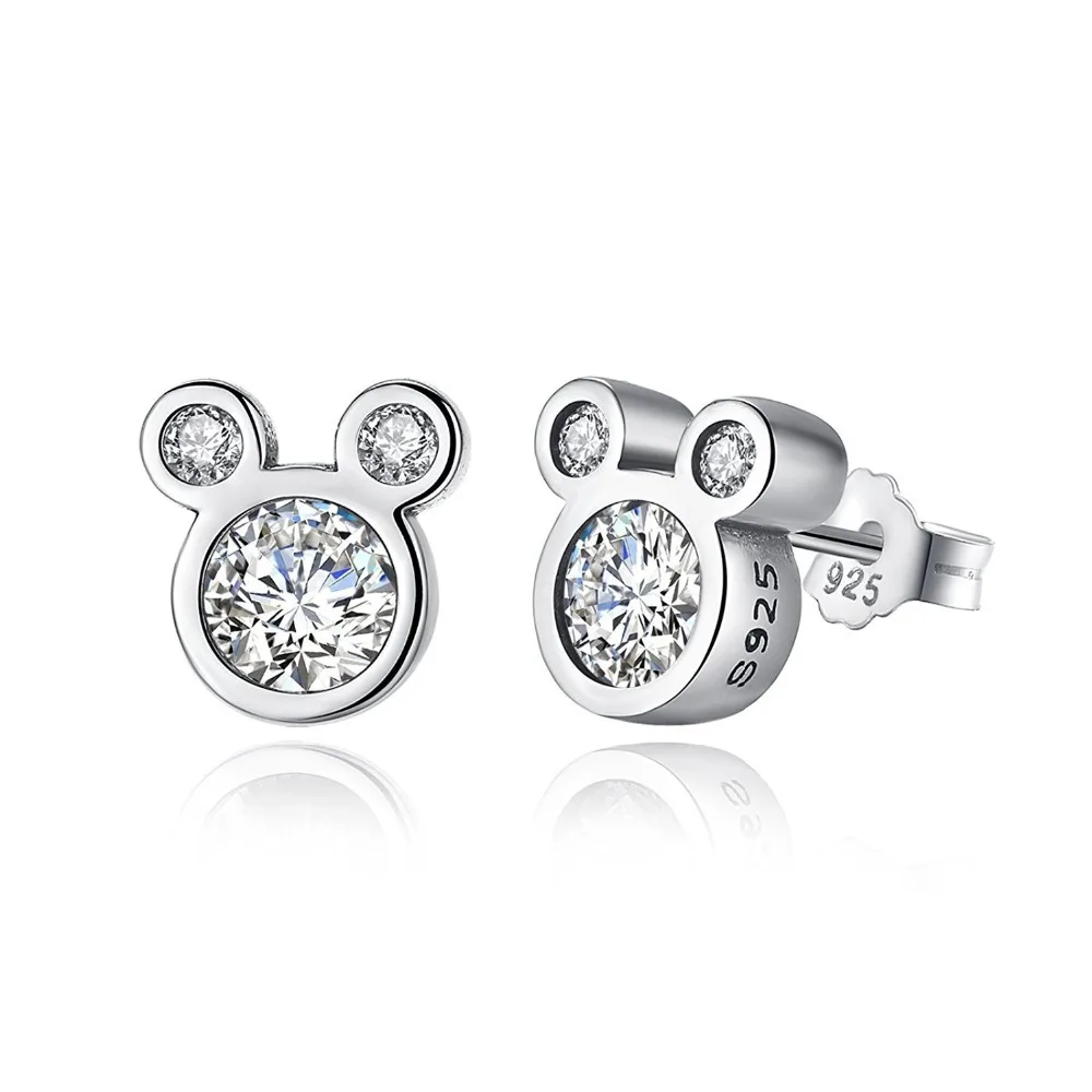

2pcs Disney Mickey mouse Cartoon Women crystal stud earring Pendant jewelry lady earring gift Sweater Doll Accessories