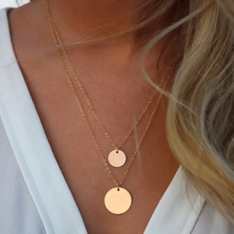 

The European and American fashion street fashion The size of sequins double necklace Simple natural women's sautoir