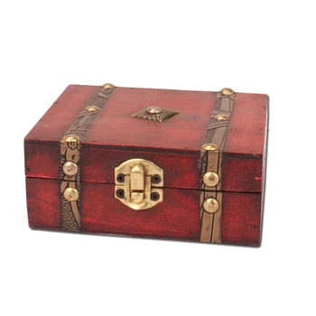 

Retro Metal Lock Trinket Jewelry Storage Box Handmade Classical Wooden Treasure Case Box Organizer For Home Decor
