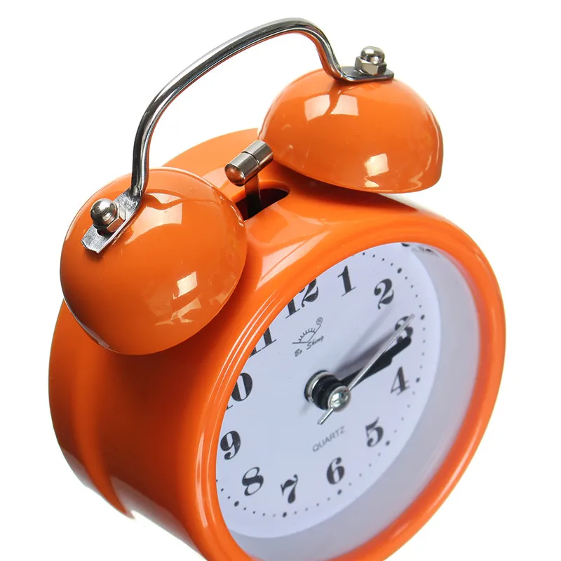 

Charminer Portable Fashion Classic Silent Double Bell Alarm Clock Quartz Movement Bedside Night Light Top Quality