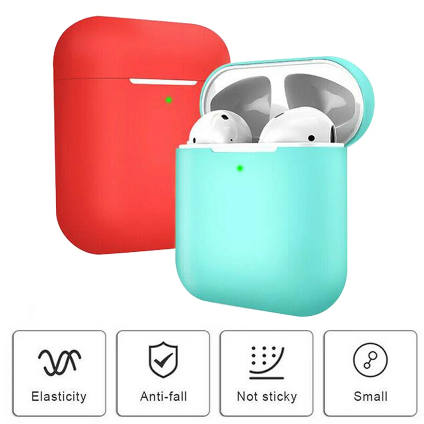 

Earphone Case For Apple AirPods 2 Silicone Cover Wireless Bluetooth Headphone Air Pods Pouch Protective For AirPod Silm Case