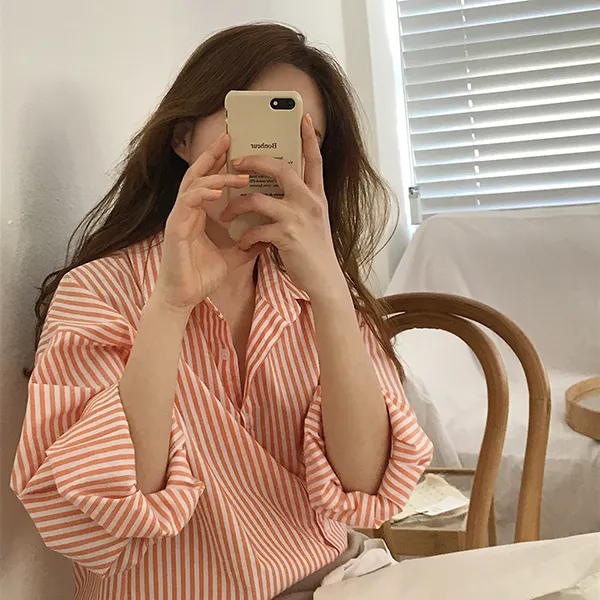 

Women Long Sleeve Turn Down Collar Plaid Loose Blusas 2019 New Fashion tops Women Harajuku Femme Robe Mujer