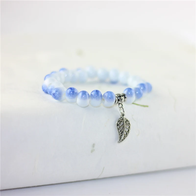 

The ice full fisheye Bead Bracelet female literary small fresh leaves #1278