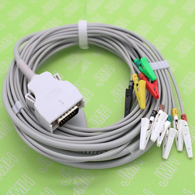 

Use for DB15P Mortara ELI100,ELI200,ELI50 Machine,10 LEAD ECG EKG EMG cable and Alligator-clip electrode leadwires for animal