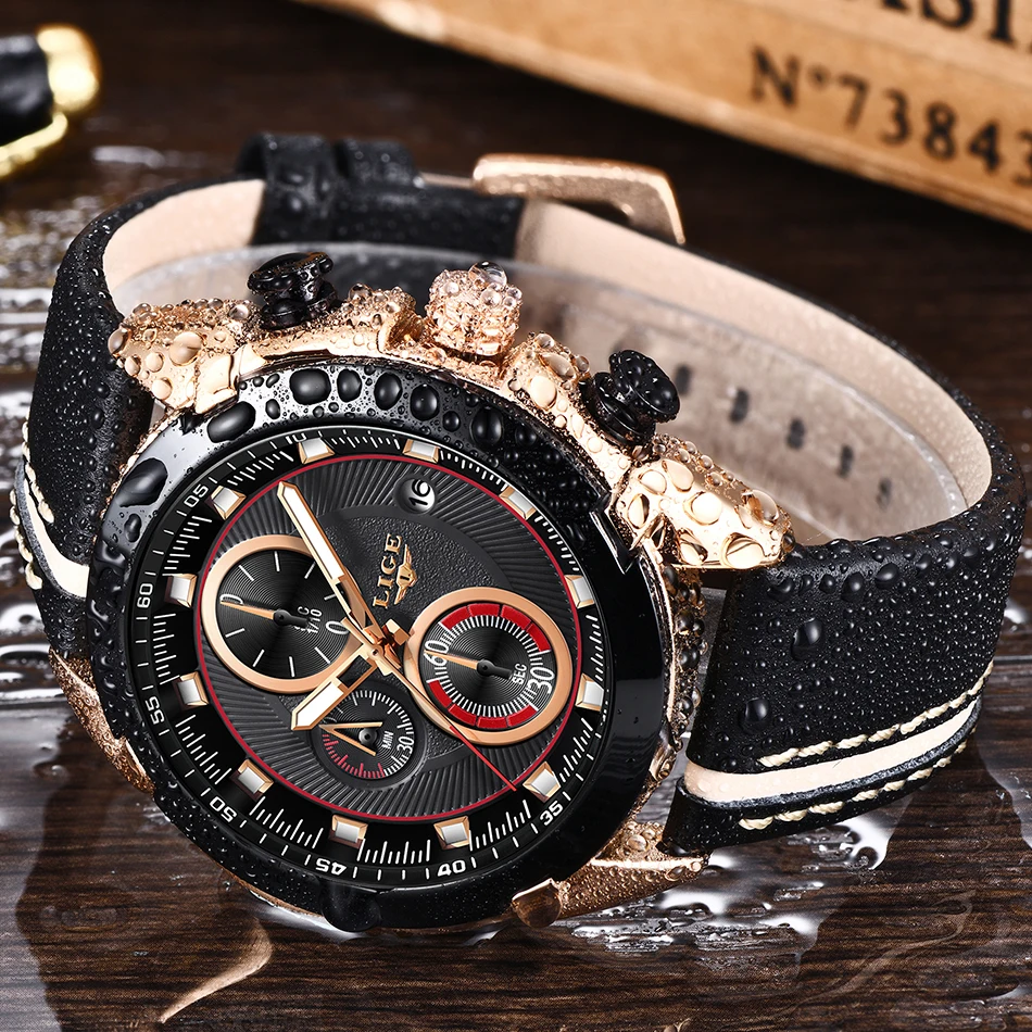 

2019 Luxury Brand LIGE Men Military Sports Watches Men's Quartz Date Clock Man Casual Leather men Watch Relogio Masculino+BOX