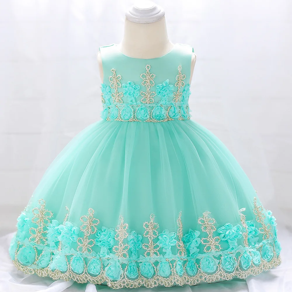 

Girl Baby Dresses Summer Baby Girl Party Dress Round Collar Wedding Dresses Sleeveless Decals Baby Princess Birthday Dress