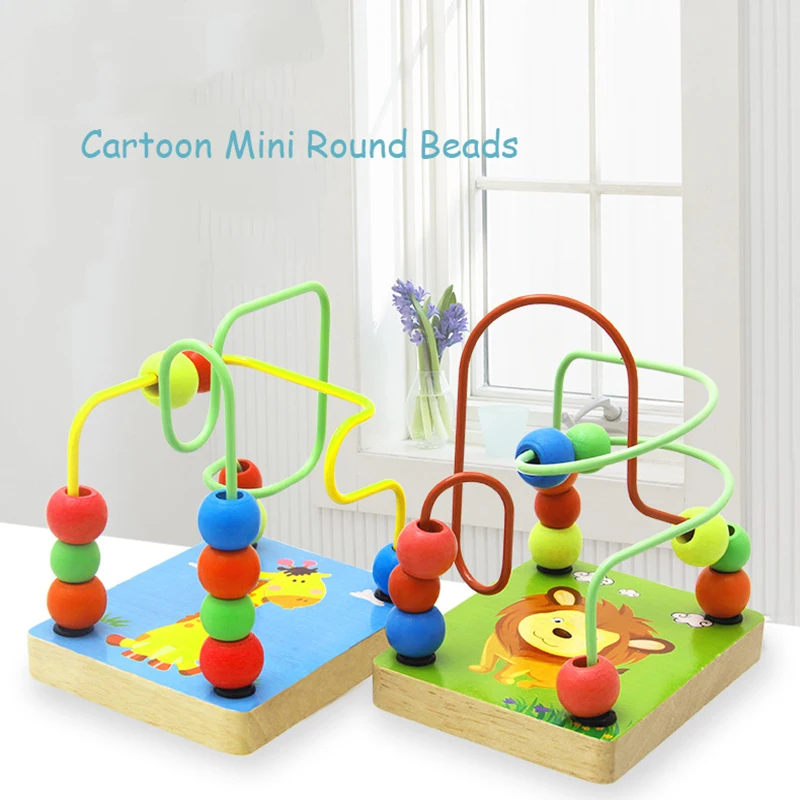 

Early Learning Toy Children Kids Baby Colorful Cartoon Wooden Mini Around Beads Educational Mathematics Toy Model Building DIY