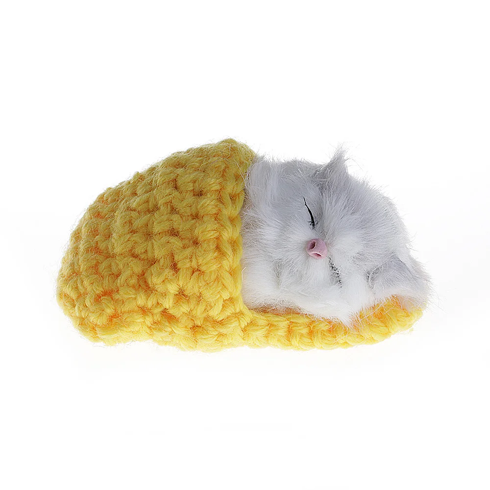 Cute Sleeping Cats Simulation Sounding Shoe Kittens Wool Knitting Toys For Kids (Random delivery )