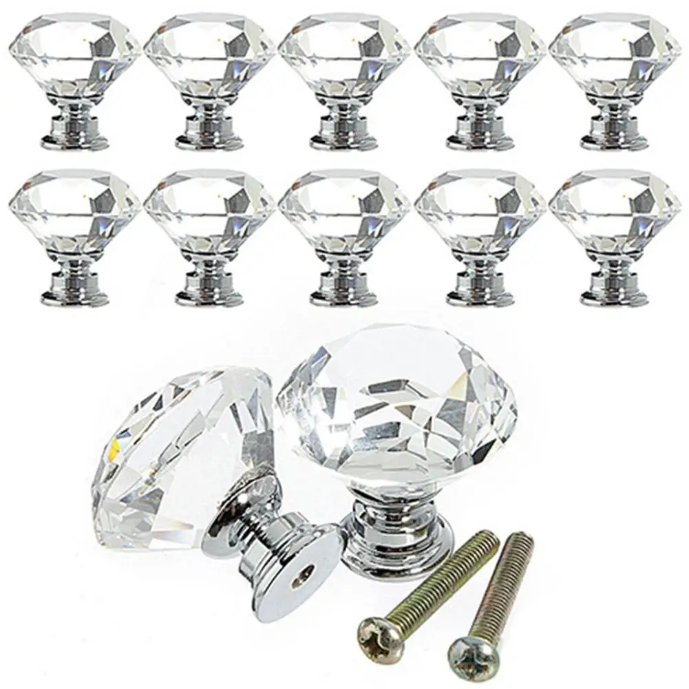 

Luxurious Diamond Shape Crystal Ball Door Knobs Zinc Alloy Pull Handle for Cabinet Drawer Wardrobe Cupboard Kitchen Door