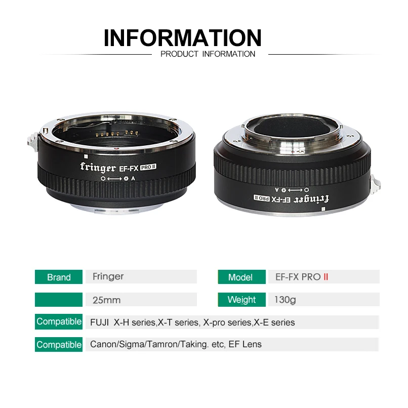 Fringer EF-FX2 Pro II Lens Adapter Auto Focus Mount Lens Electronic  Aperture For Canon EOS Sigma Lens To Fujifilm FX Camera