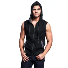 Hobbyлейн мужские спортивные топы без рукавов с капюшоном сплошной цвет хлопок жилет