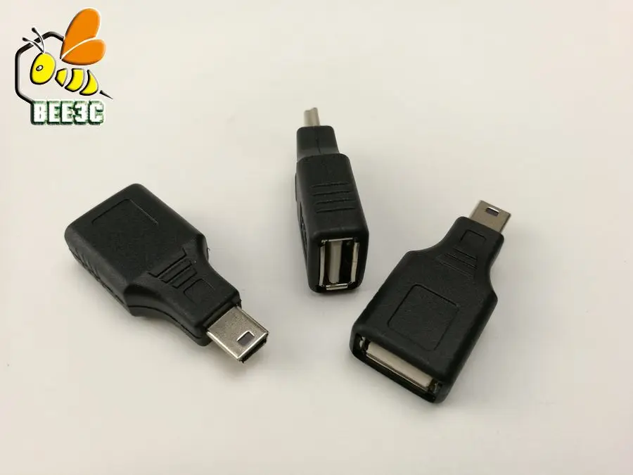 Черный USB 2,0 A Женский к Мини USB B 5Pin штекер OTG Хост адаптер конвертер Разъем 100 шт