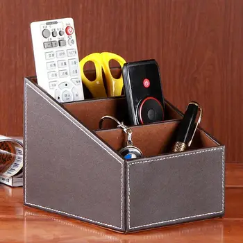 

OUNONA Coffee PU Leather Remote Control Controller TV Guide Mail CD Organizer Caddy Holder