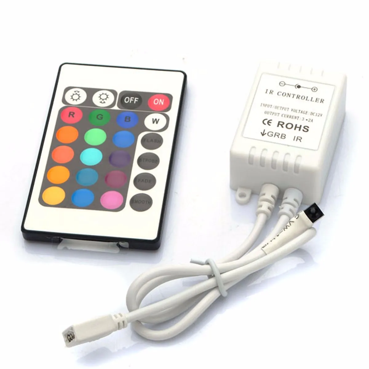 24 Key IR Remote Controller Box AC/DC 12V For LED RGB SMD 5050 3528