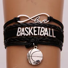 Бесконечность любовь баскетбольная подвеска браслеты ручной работы черный браслет и браслеты баскетбольная подвеска ювелирные изделия для женщин и мужчин