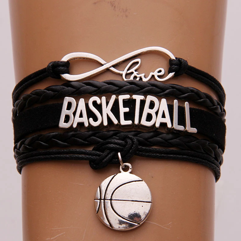 Pulseras de dijes de baloncesto Infinity Love, hechas a mano, pulsera de cuerda negra y brazaletes de baloncesto, joyería para hombres y mujeres|bracelet handmade|charm bracelet - AliExpress