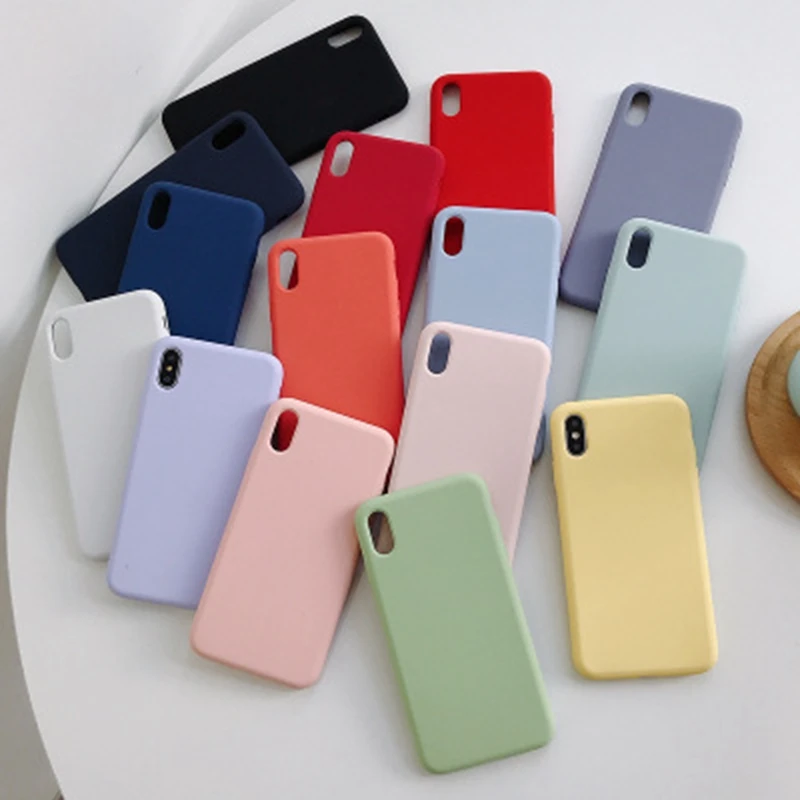 

Case For iPhone X Xs Max XR 8 7 6 10 Simple Plain Phone Case Slim Matte Soft Silicon Back Cover For iPhone 8 7 6 6S Plus Cases
