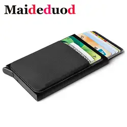 Мужской алюминиевый кошелёк с задним карманом ID карты держатель RFID Блокировка мини тонкий металлический кошелек автоматический